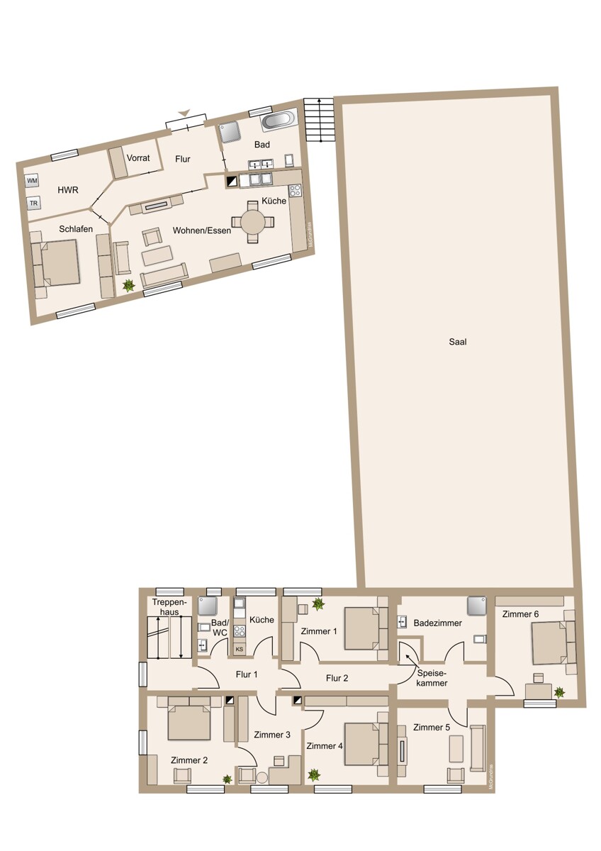 Mehrfamilienhaus Obergeschoss, Erdgeschoss barierefreies Haus Mehrfamilienhaus Langg�ns / Cleeberg