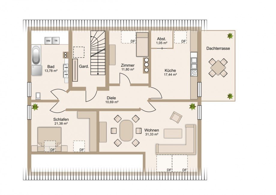Obergeschoss: Wohnung mit gro�er Dachterrasse Zweifamilienhaus Wetzlar / Nauborn