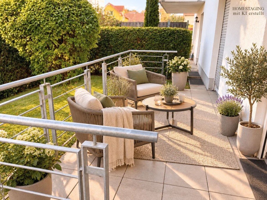 So k�nnte Ihre Terrassse ausschauen (KI generierte M�blierung) Erdgeschosswohnung Wetzlar / Hermannstein