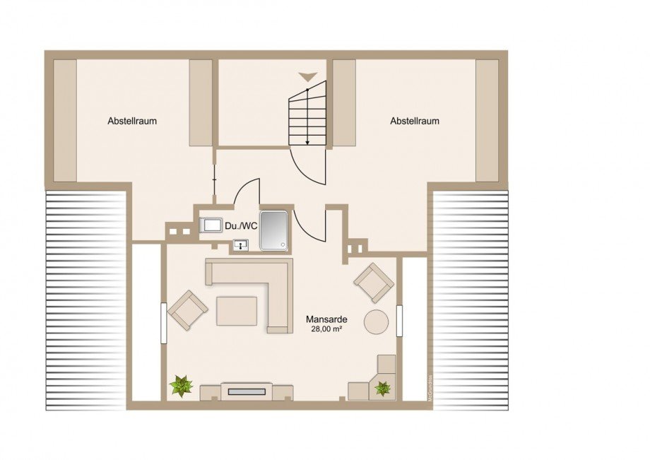 Dachgeschoss mit Mansardenzimmer und Badezimmer Doppelhaush�lfte Wetzlar