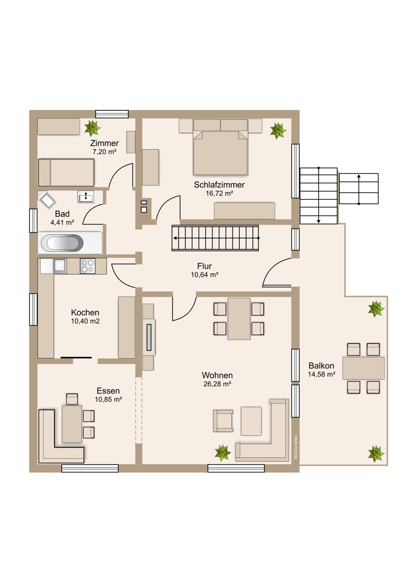 Obergeschoss mit gro�em Balkon Einfamilienhaus Solms / Oberndorf