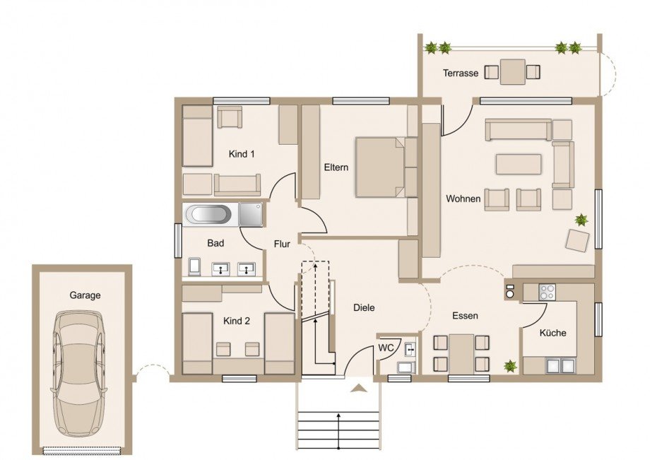 Erdgeschoss mit gro�er Terrasse Einfamilienhaus Wetzlar / Steindorf