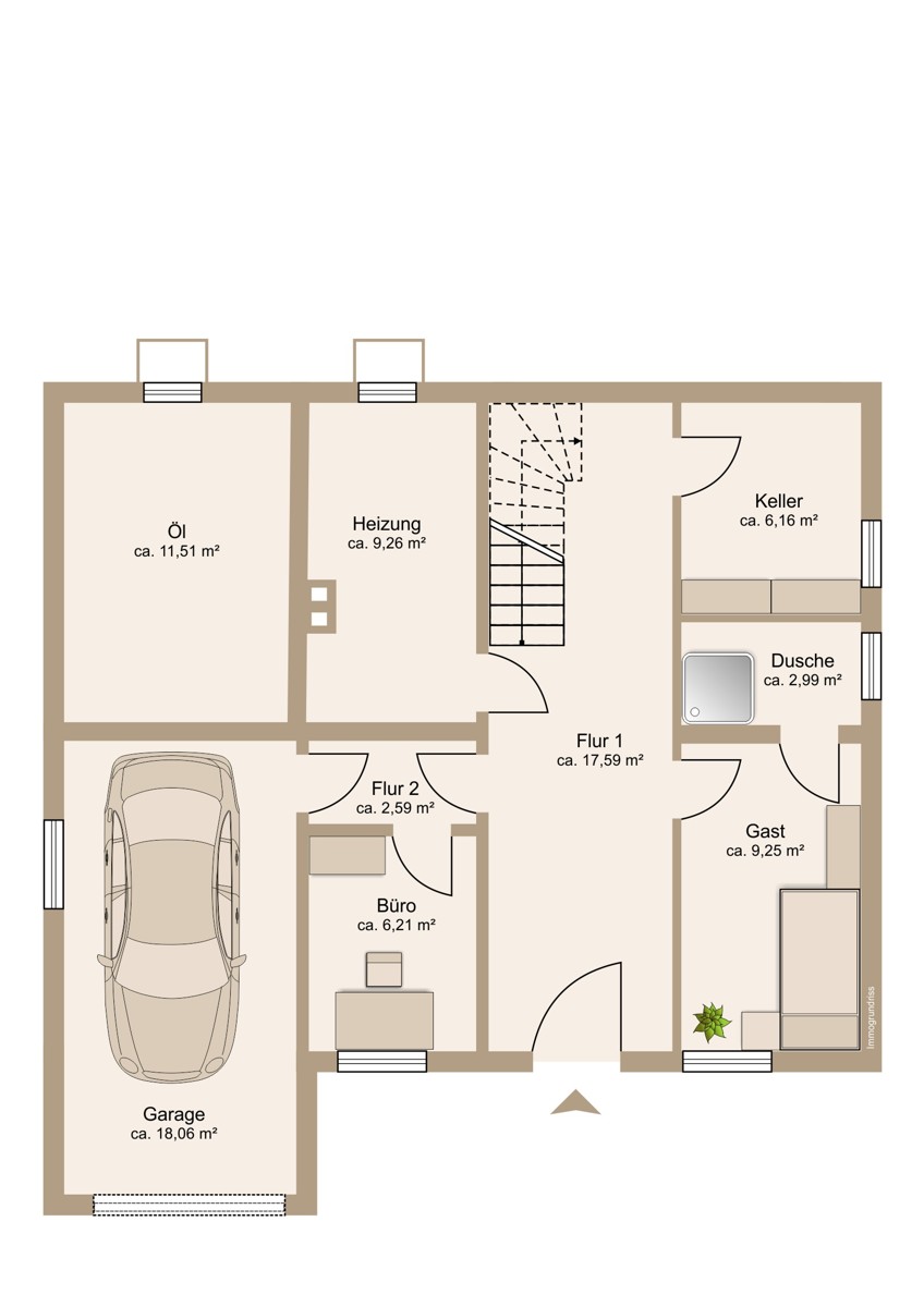 Gro�z�gig eintreten �ber das untere Geschoss mit Garage Einfamilienhaus Wetzlar