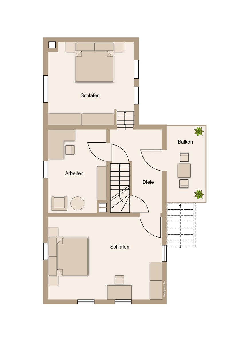 Lebens- und Schlafraum im Obergeschoss Einfamilienhaus Solms / Albshausen
