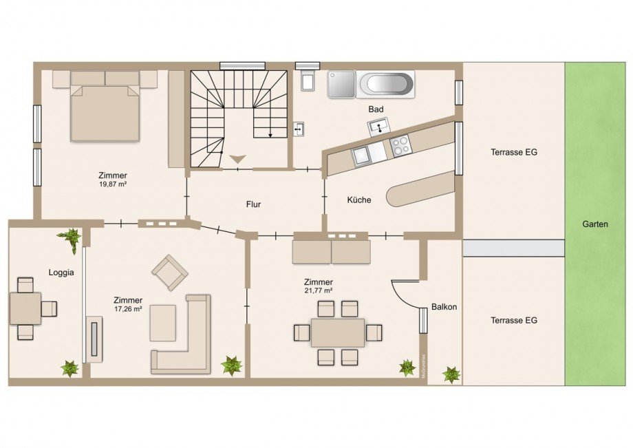 Gro�z�giges Obergeschoss mit Loggia, Balkon und Steg zum Garten Doppelhaush�lfte Wetzlar