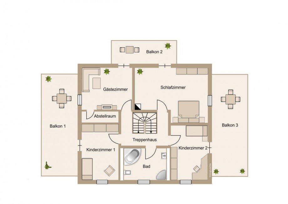 Schlafgeschoss mit viel Dachterrasse Einfamilienhaus Sinn / Fleisbach