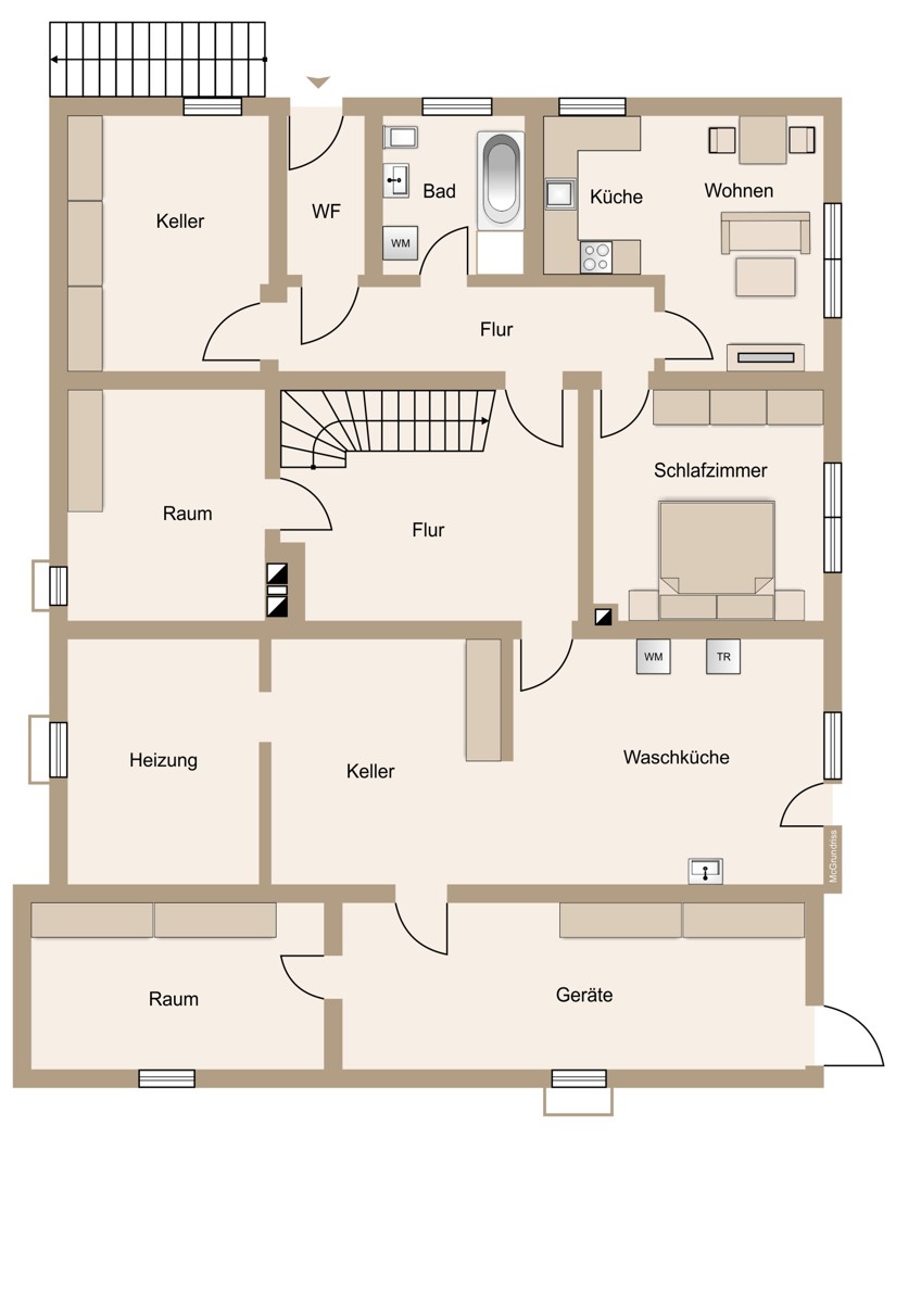 Einliegerwohnung und weiterer Raum im unteren Geschoss Einfamilienhaus Hohenahr / Hohensolms