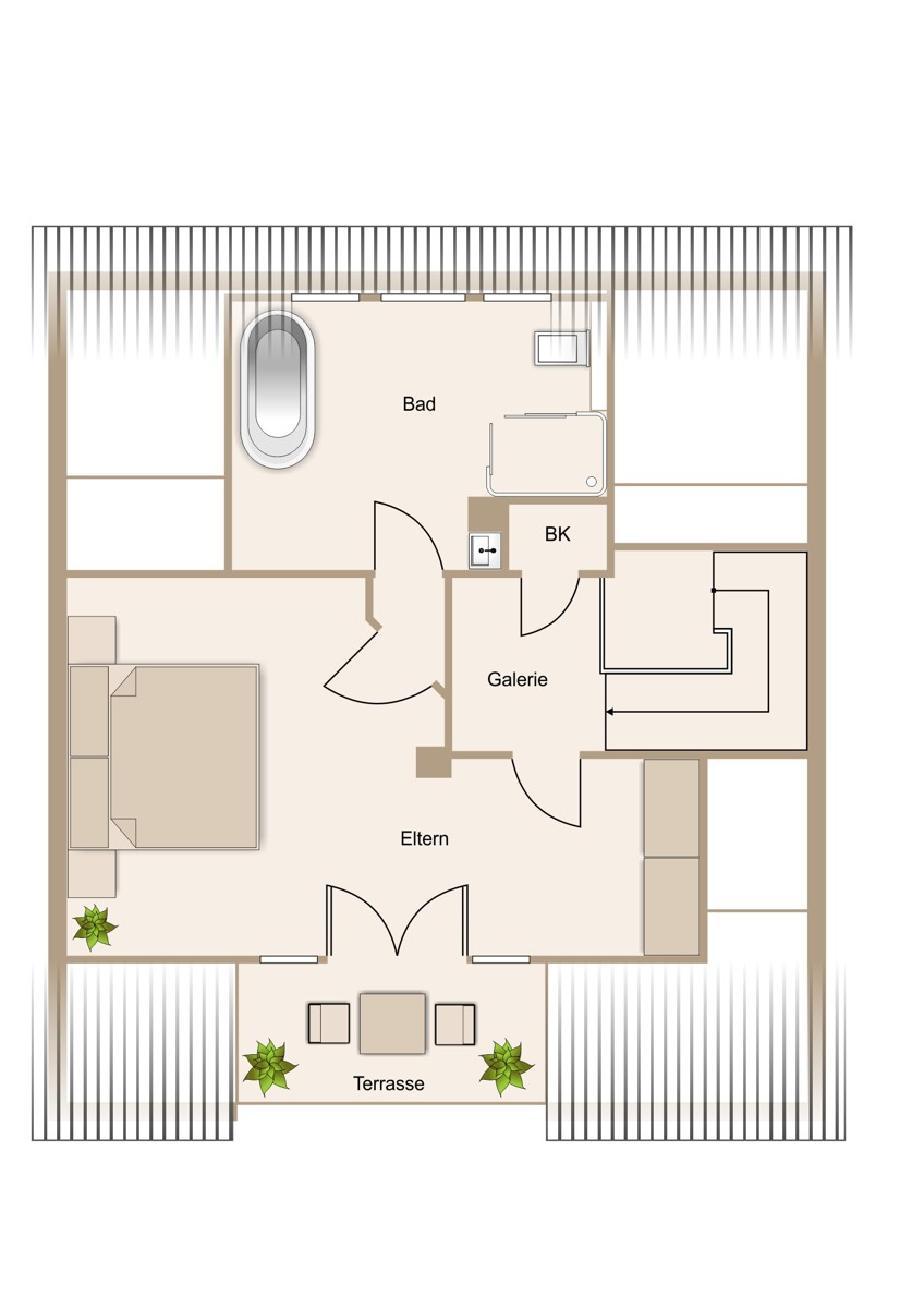 Master Bedroom mit en suite Badezimmer und Dachterrasse im Dachgeschoss Einfamilienhaus Wetzlar / Nauborn