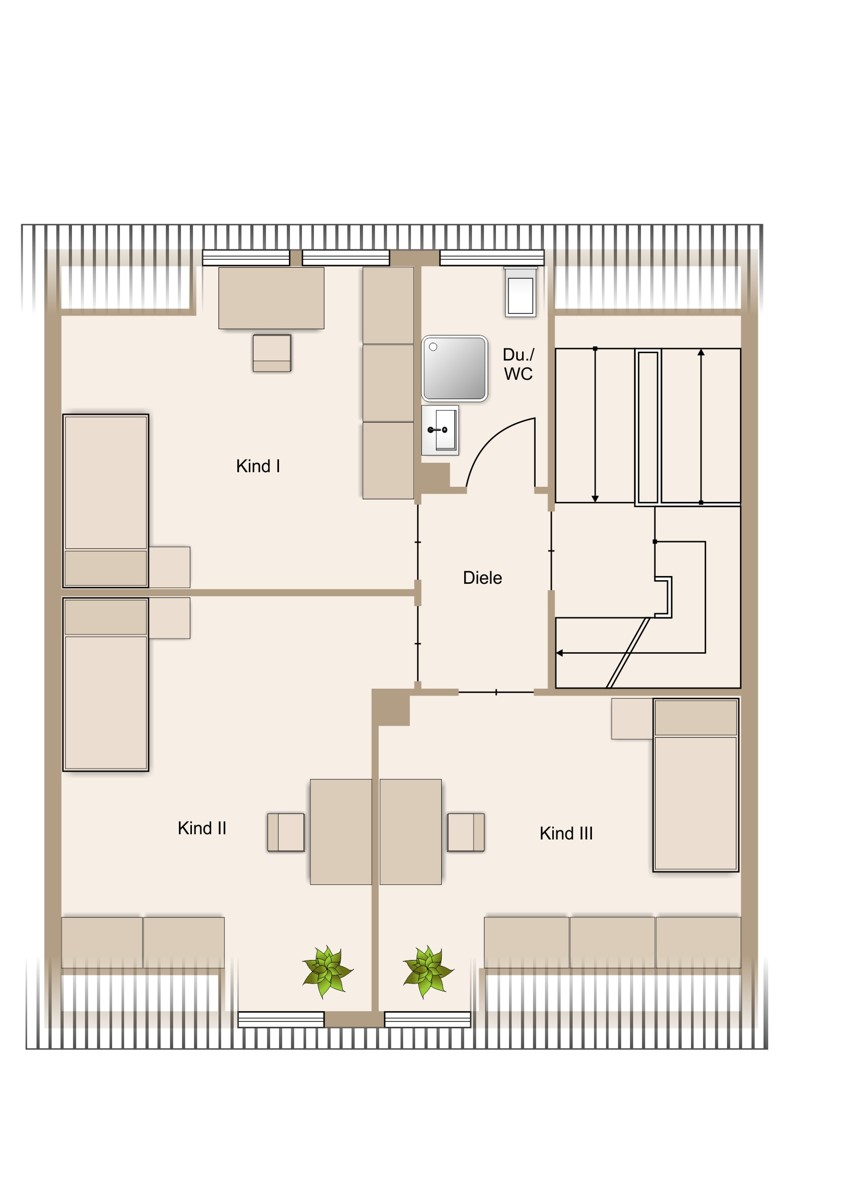 Schlafr�ume und Badezimmer im 1. OG Einfamilienhaus Wetzlar / Nauborn