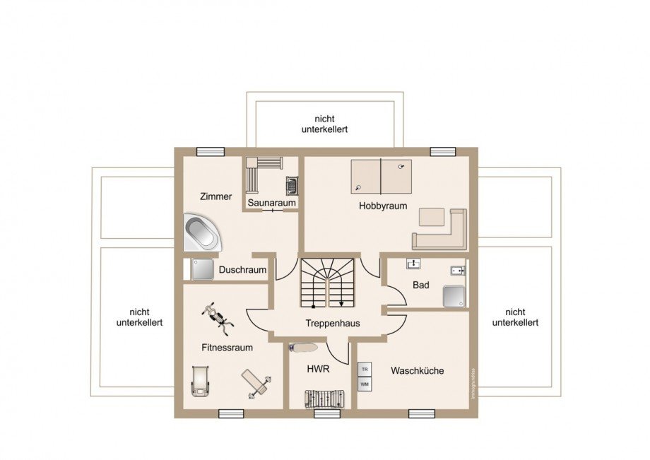 Entfaltungsraum im Kellergeschoss Einfamilienhaus Sinn / Fleisbach