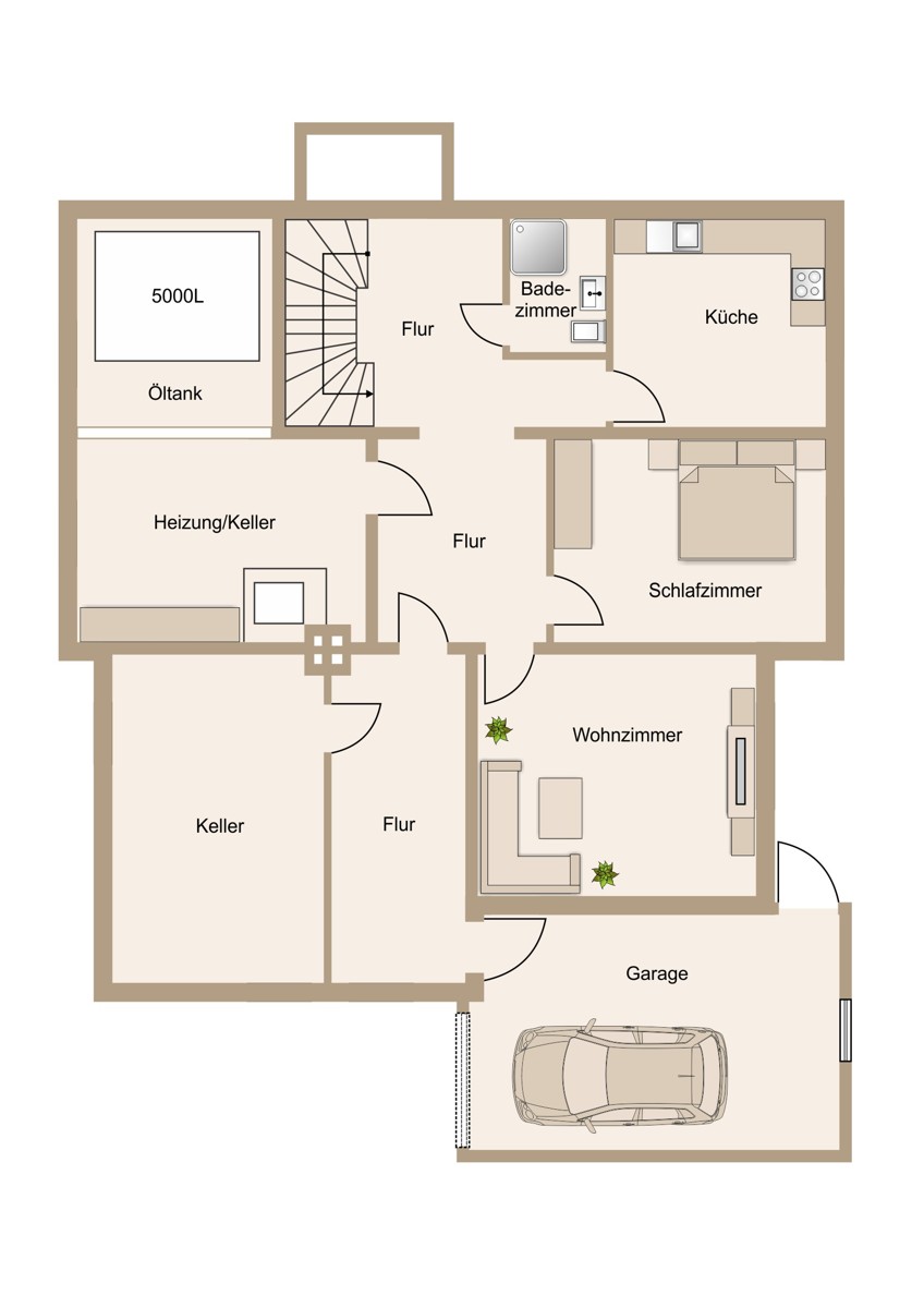Unteres Geschoss mit direkter Anbindung an die Garage auf Gartenniveau Einfamilienhaus Solms / Burgsolms
