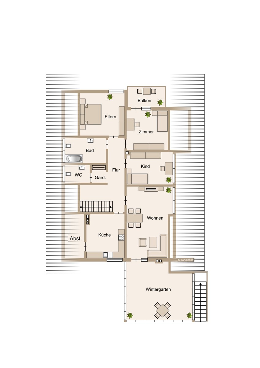Dachgeschoss mit Balkon und Wintergarten Einfamilienhaus Hohenahr